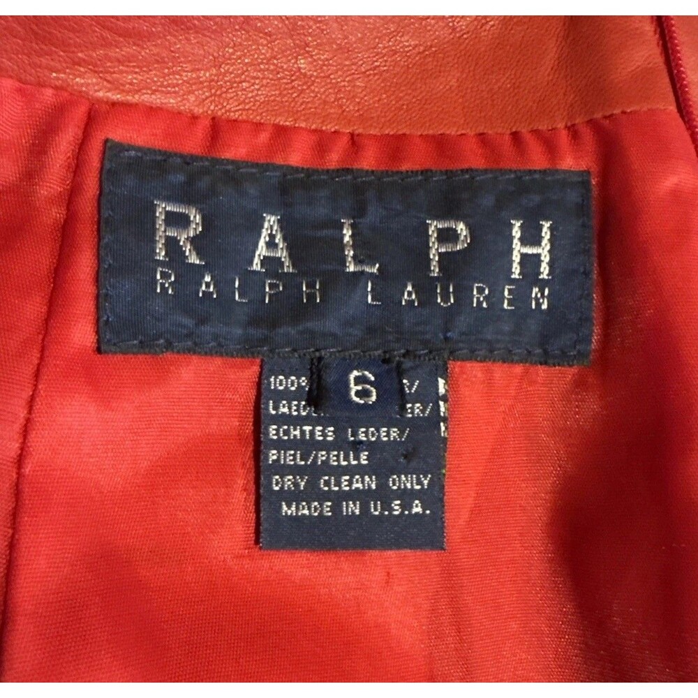 Ralph Lauren Red Leather Pencil Lined Skirt Size 6 - Picture 7 of 10